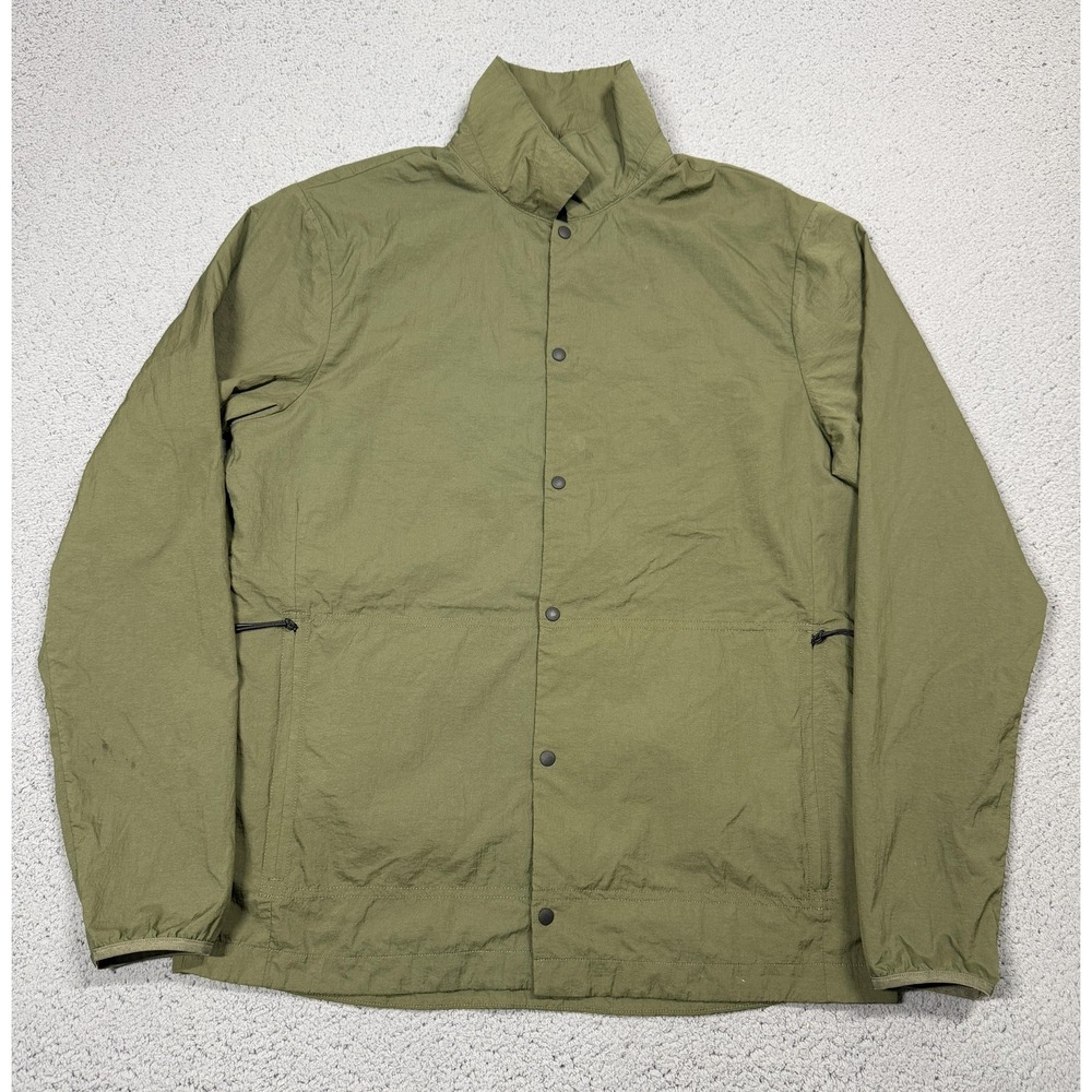 Hill City Packable Shirt Jacket Mens Medium Green Snap Front Nylon Windbreaker